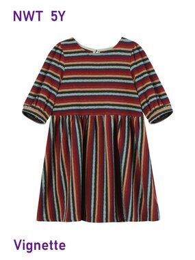 Vignette Rust Mixed Stripe Jersey Dress size 5